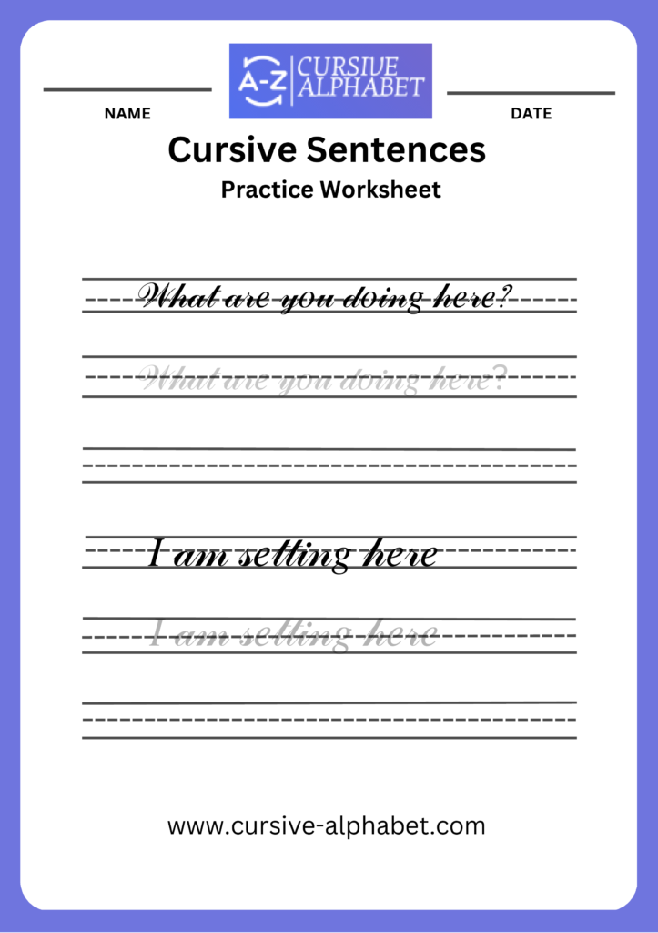 Cursive Sentence worksheet 2
