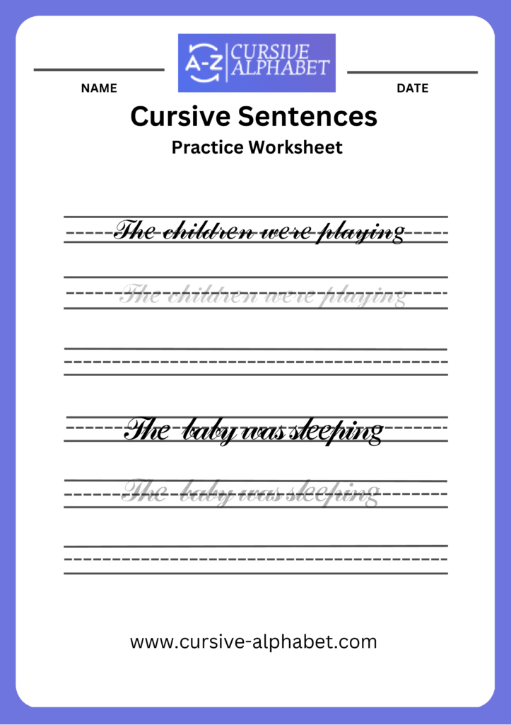 Cursive Sentence worksheet 4