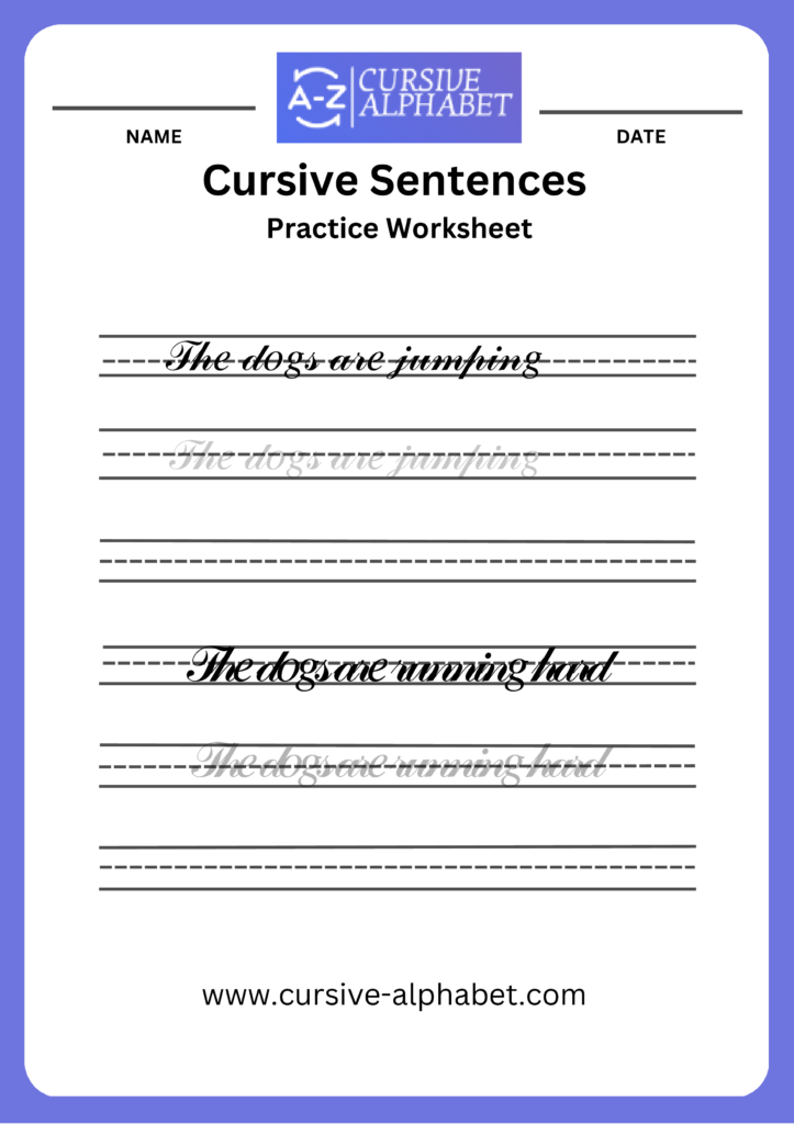 Cursive Sentence worksheet 7