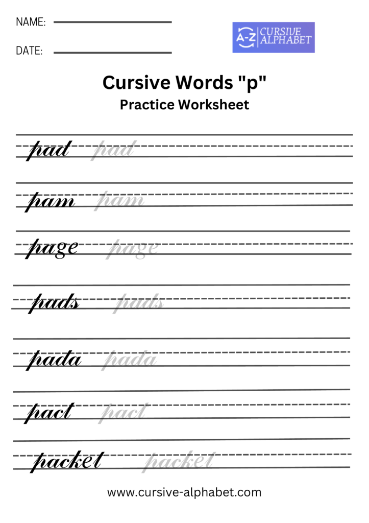 Cursive Words p