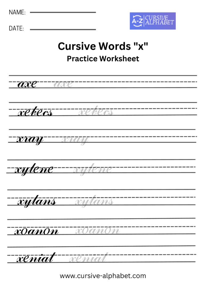Cursive Words x