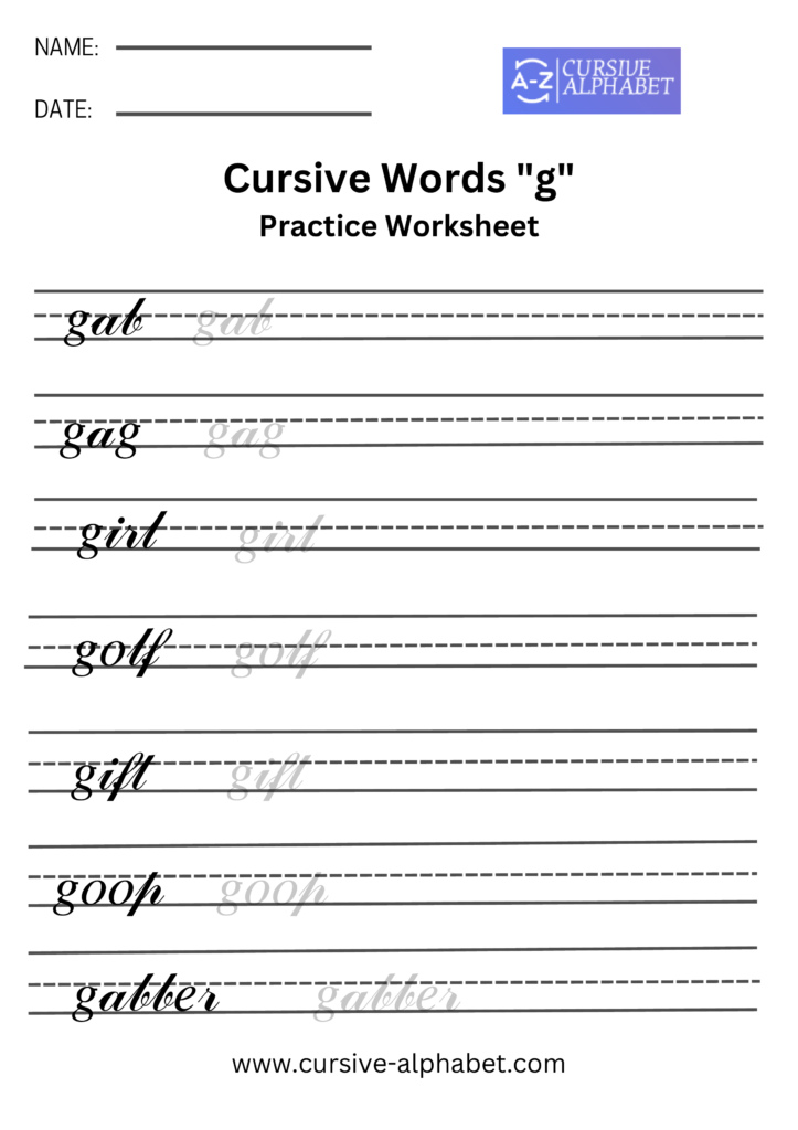Cursive Words g